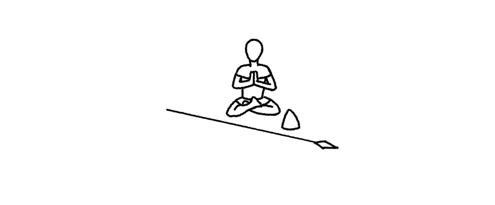 Wachter zit in meditatiehouding op de grond.