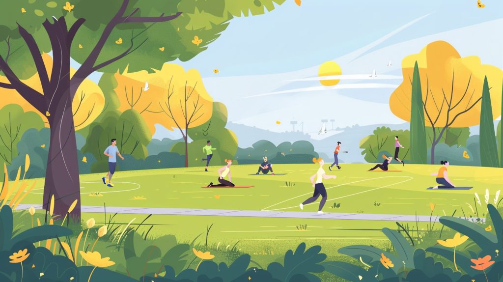 park met bewegende en sportende mensen