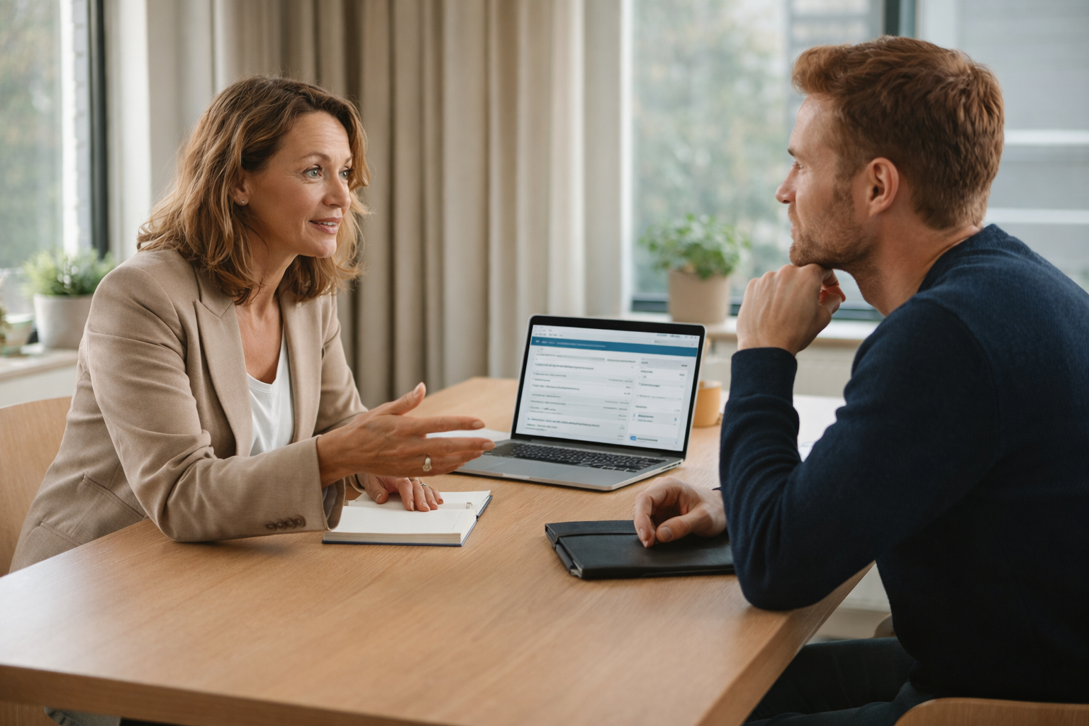 Cliënt in gesprek met haar coach vanuit huis