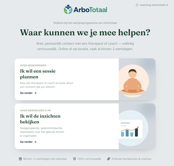 Startscherm van het platform onder de naam van een partner