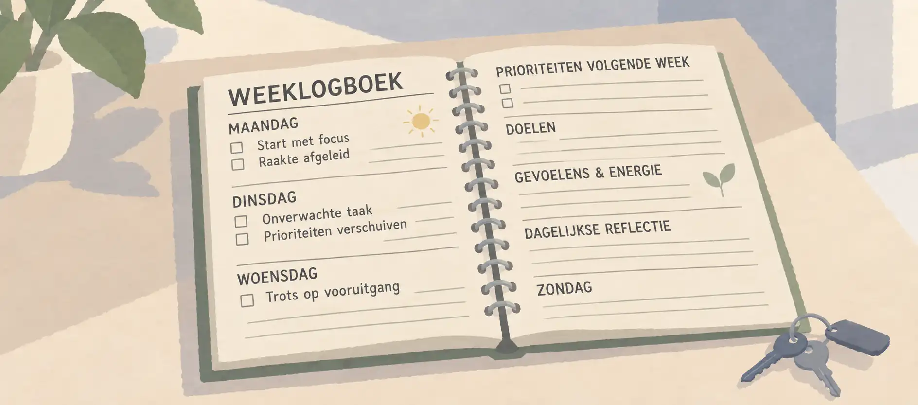 planbord met briefjes en een kookwekker op een bureau