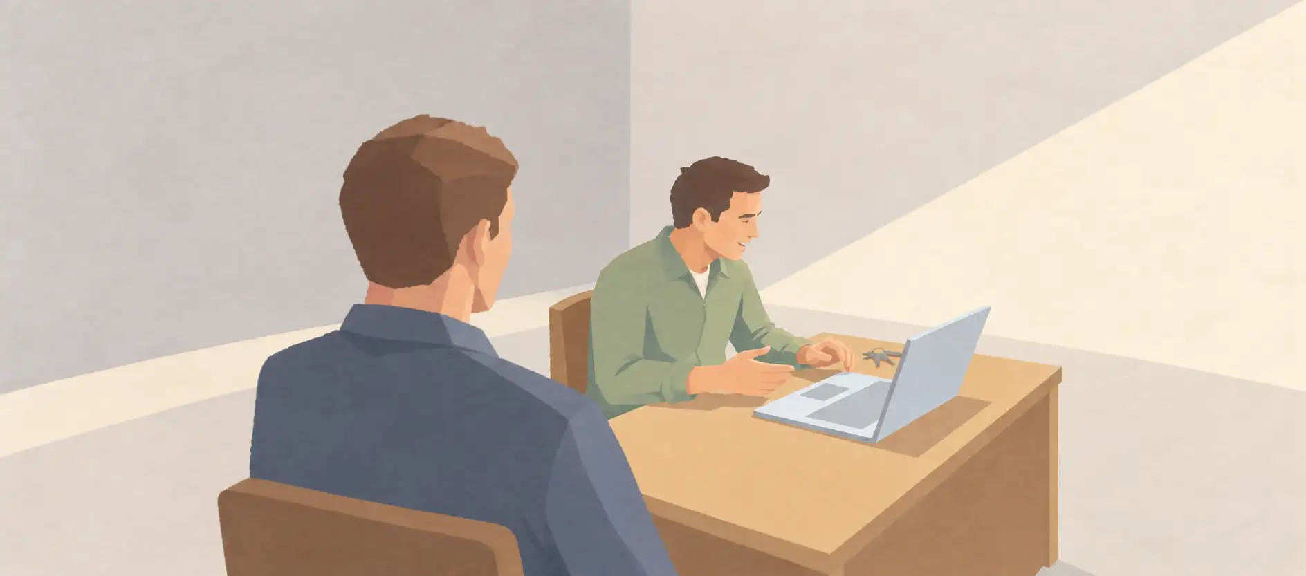 twee collega's in gesprek bij een raam